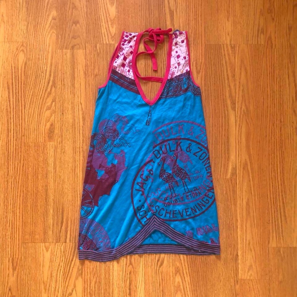 Custo Barcelona Blue and Pink Tunic Top
